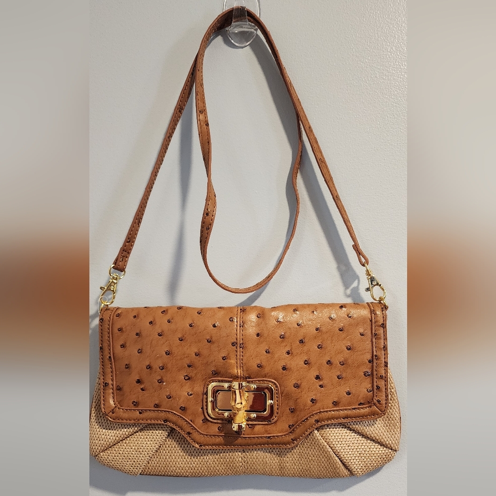 Aldo Textured Brown and Tan Shoulder Or Crossover Faux Antler Bag